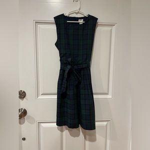 Girls' Crewcuts blackwatch plaid sleeveless dress. Size 10. Gold zipper back.